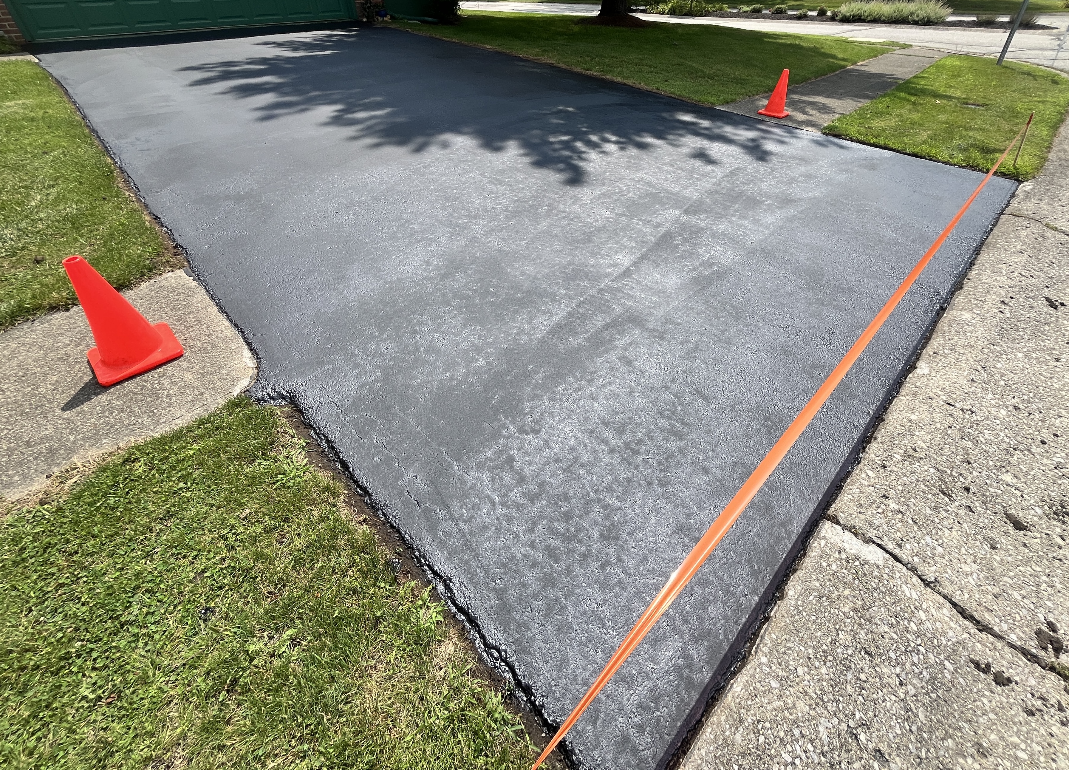 Driveway after sealcoating